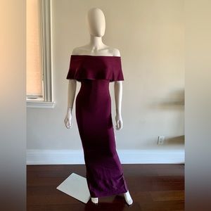 NWOT Marciano Meldon Off The Shoulder Bandage Gown in Plum